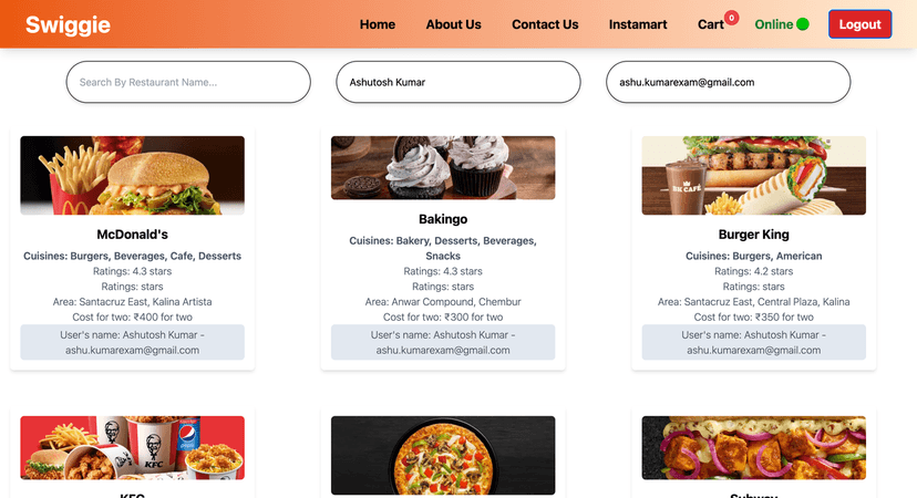 Swiggie - Food Ordering App